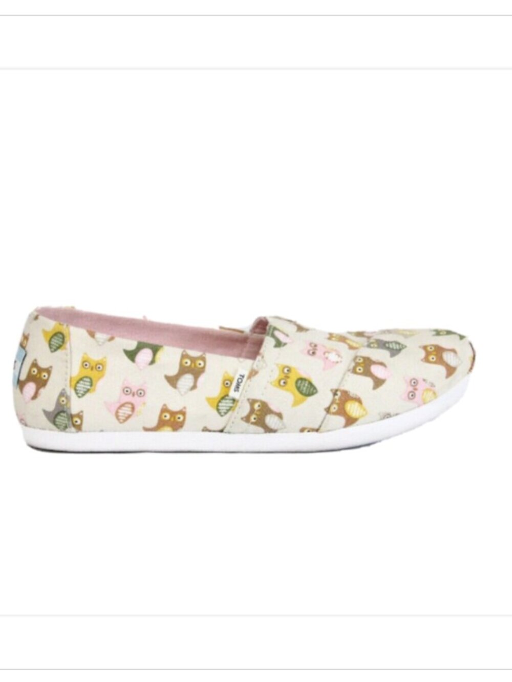 Toms Flat sz 6 Women Alpargata Bird Shoes Slip on Style Owls novelty print
